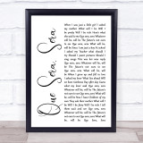 Doris Day Que Sera, Sera White Script Song Lyric Quote Print