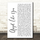 Eli Young Band Angel Like You White Script Song Lyric Quote Print