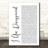 Frank Turner I Am Disappeared White Script Song Lyric Quote Print