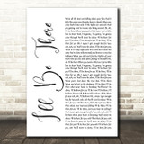 Jess Glynne I'll Be There White Script Song Lyric Quote Print
