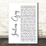 John Lennon Jealous Guy White Script Song Lyric Quote Print