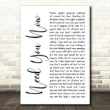 Lady Antebellum Need You Now White Script Song Lyric Quote Print