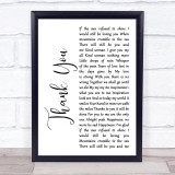 Led Zeppelin Thank You White Script Song Lyric Quote Print