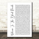 My Chemical Romance Welcome To The Black Parade White Script Song Lyric Print