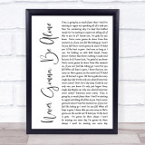 Nickelback Never Gonna Be Alone White Script Song Lyric Quote Print