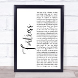 Queens of the Stone Age Fortress White Script Song Lyric Quote Print