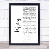 Shawn Mendes Mercy White Script Song Lyric Quote Print