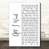 Staind All I Want White Script Song Lyric Quote Print