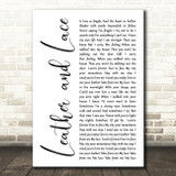 Stevie Nicks Leather And Lace White Script Song Lyric Quote Print