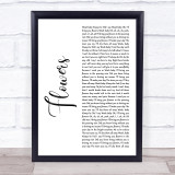 Sweet Female Attitude Flowers White Script Song Lyric Quote Print