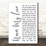 The Association Never My Love White Script Song Lyric Quote Print