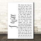 The Beatles I Will White Script Song Lyric Quote Print