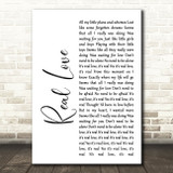 The Beatles Real Love White Script Song Lyric Quote Print
