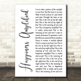 Above & Beyond Happiness Amplified White Script Song Lyric Print