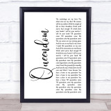 AURORA Queendom White Script Song Lyric Print