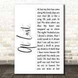 Beyonce At Last White Script Song Lyric Print