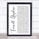 Bob Dylan Farewell, Angelina White Script Song Lyric Print