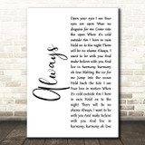 Erasure Always White Script Song Lyric Print