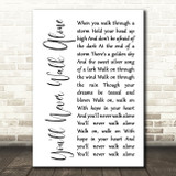 Gerry & The Pacemakers You'll Never Walk Alone White Script Song Lyric Print