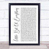 Keith Urban Little Bit Of Everything White Script Song Lyric Print
