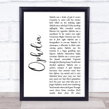 Natalie Merchant Ophelia White Script Song Lyric Print