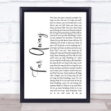 Nickelback Far Away White Script Song Lyric Print