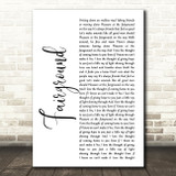 Simply Red Fairground White Script Song Lyric Print