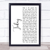 Smashing Pumpkins Today White Script Song Lyric Print
