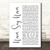 The Fray Never Say Never White Script Song Lyric Print