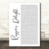 The Sugarhill Gang Rapper's Delight White Script Song Lyric Print