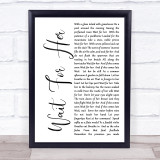 Wait For Her White Script Song Lyric Quote Print