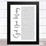 Ol' Dirty Bastard Got Your Money White Script Song Lyric Music Art Print