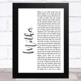 Pink Floyd Mother White Script Song Lyric Music Art Print
