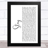 Rihanna Stay White Script Song Lyric Music Art Print