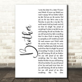 SAUL Brother White Script Song Lyric Music Art Print