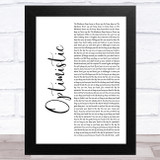 Sounds Of Blackness Optimistic White Script Song Lyric Music Art Print