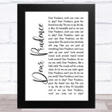 The Beatles Dear Prudence White Script Song Lyric Music Art Print