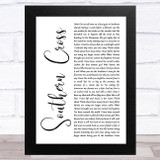 Crosby, Stills & Nash Southern Cross White Script Song Lyric Music Art Print