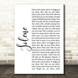 Dolly Parton Jolene White Script Song Lyric Music Art Print