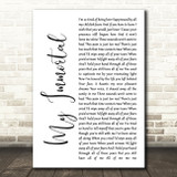 Evanescence My Immortal White Script Song Lyric Music Art Print