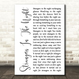 Frank Sinatra Strangers In The Night White Script Song Lyric Music Art Print