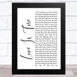 Freya Ridings Love Is Fire White Script Song Lyric Music Art Print
