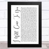 Hanson I Will Come To You White Script Song Lyric Music Art Print