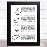 Huey Lewis And The News Stuck With You White Script Song Lyric Music Art Print