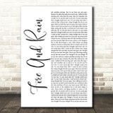 James Taylor Fire And Rain White Script Song Lyric Music Art Print