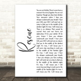 Lauren Daigle Rescue White Script Song Lyric Music Art Print