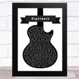 Avenged Sevenfold Nightmare Black & White Guitar Song Lyric Art Print
