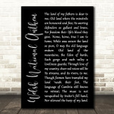 Welsh National Anthem Welsh National Anthem Black Script Song Lyric Art Print
