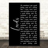 Avicii Levels Black Script Song Lyric Art Print
