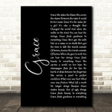 U2 Grace Black Script Song Lyric Art Print